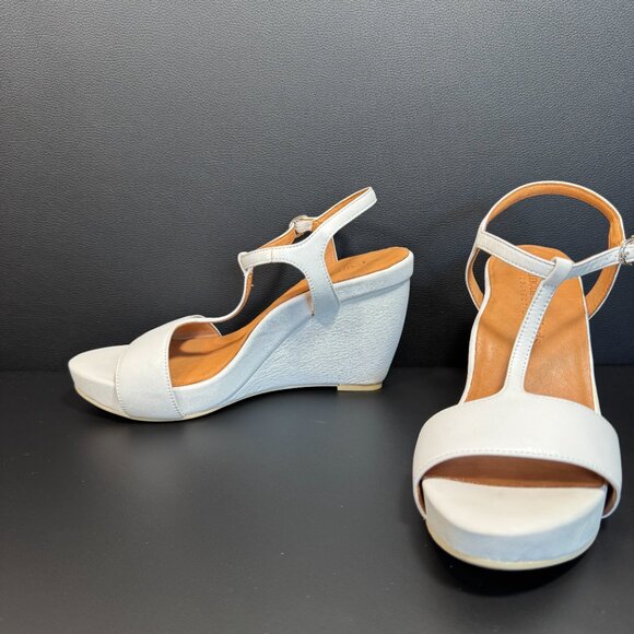 L'Amour Des Pieds T-strap Black Leather Wedge 8M - Picture 4 of 11